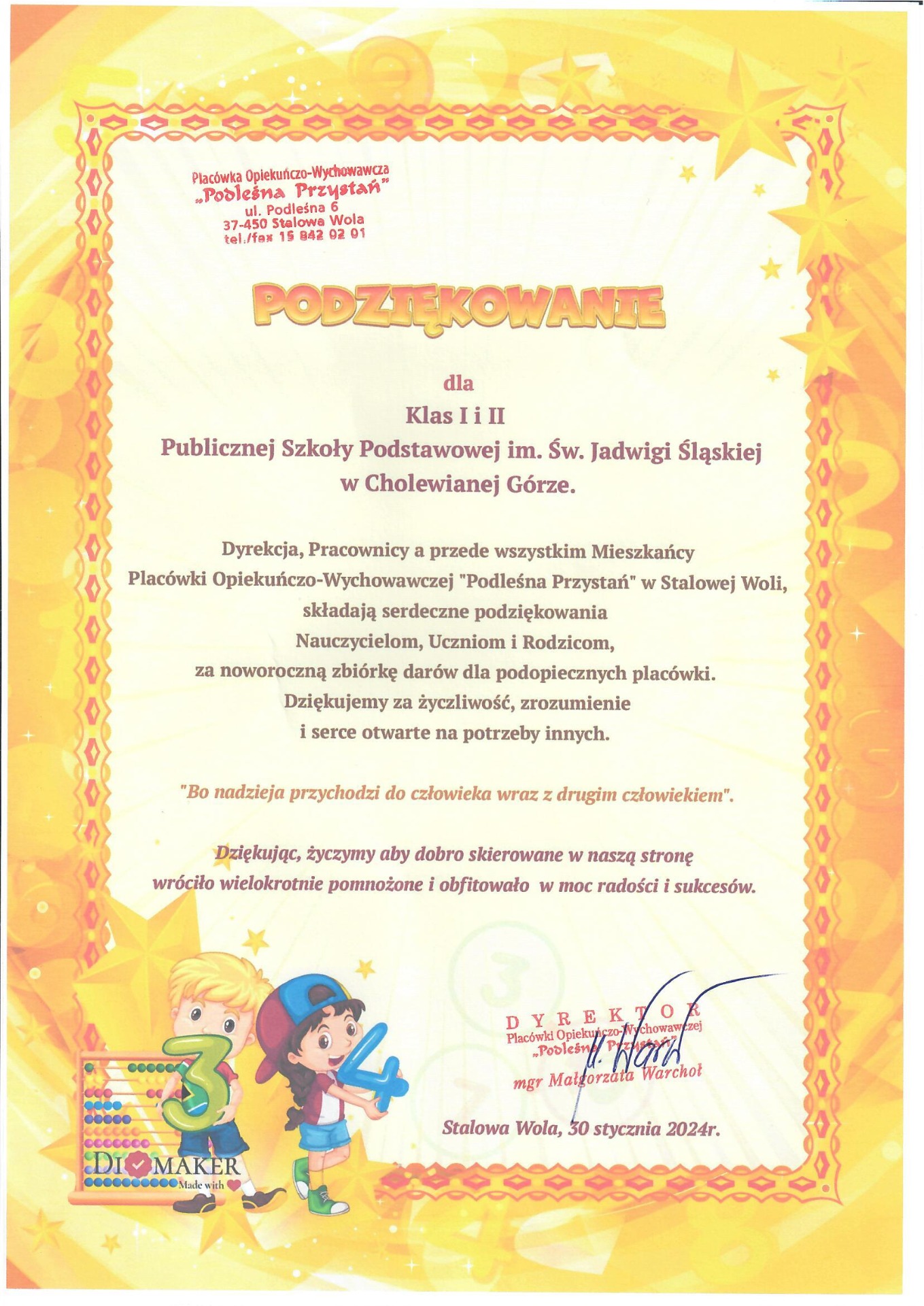 Zbiórka na rzecz Domu Dziecka w Naszej Szkole